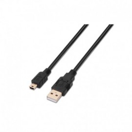 CABLE USB 2.0 AISENS A101-0025 - CONECTORES USB TIPO A MACHO/MINI USB 5 PINES - 1.8M - NEGRO