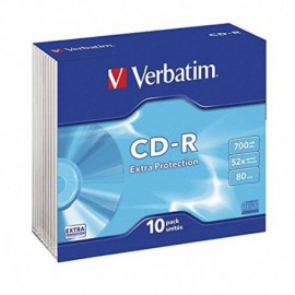 CD-ROM VERBATIM DATALIFE 52X 700MB 10 UNIDADES SLIM EXTRA PROTECCIÓN